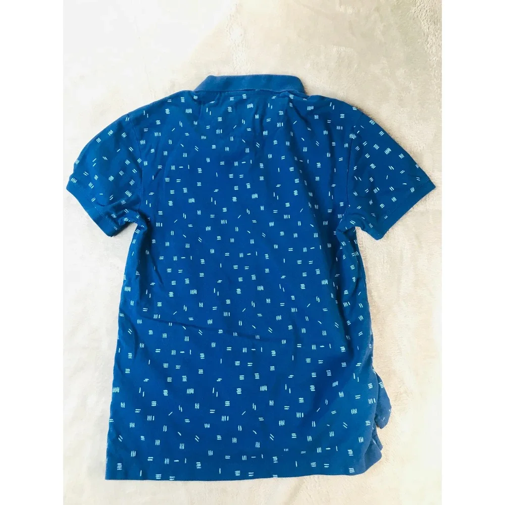 Levi's Polo Shirt Mens Medium Blue Geometric Dash Print Short Sleeve Logo Pique